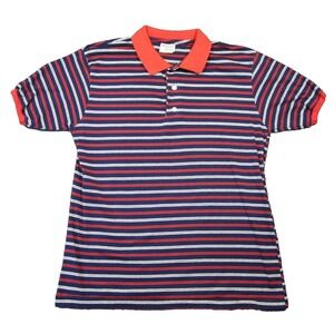 Vtg‎ Michael Scott Polo Shirt XL Red Blue Striped Slim Retro 80s Patriotic USA